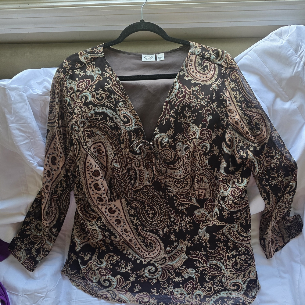 Cato Paisley Black and Brown Blouse